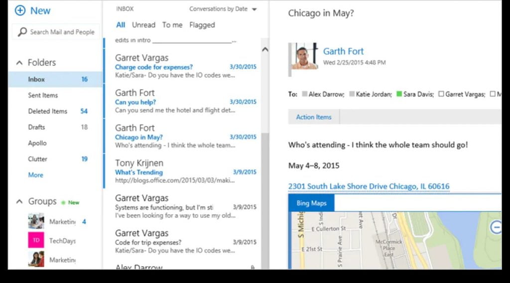 Screenshot of a mailbox